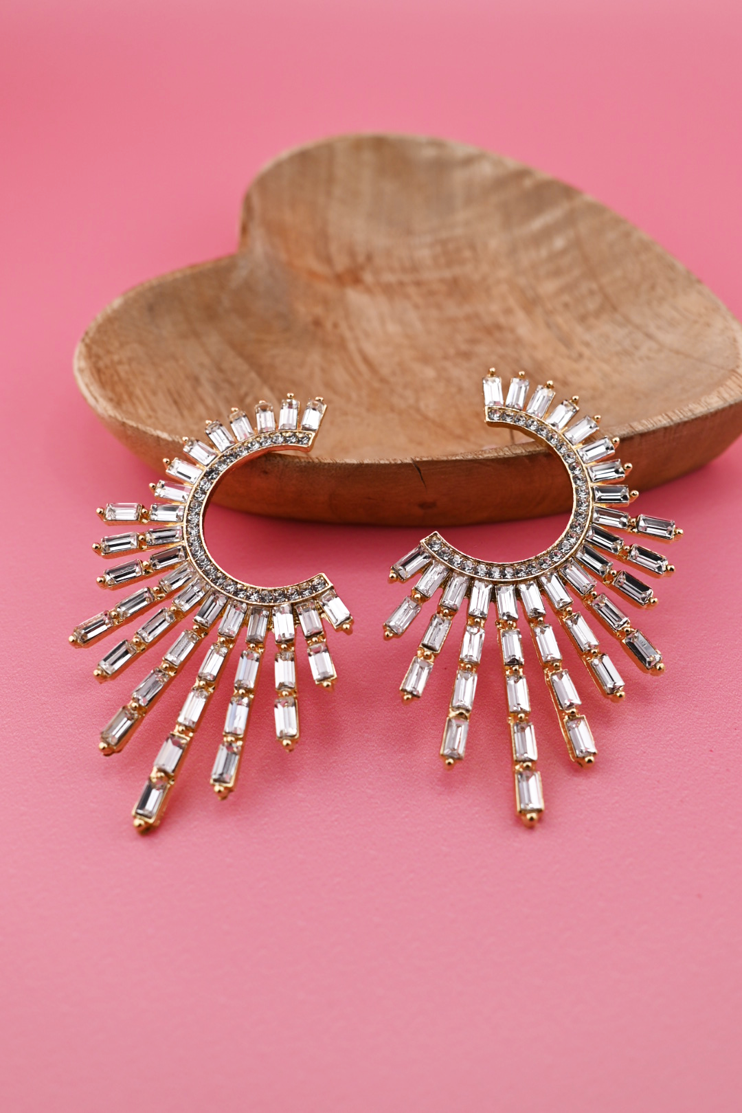 Large Sunburst Rhinestone Earrings