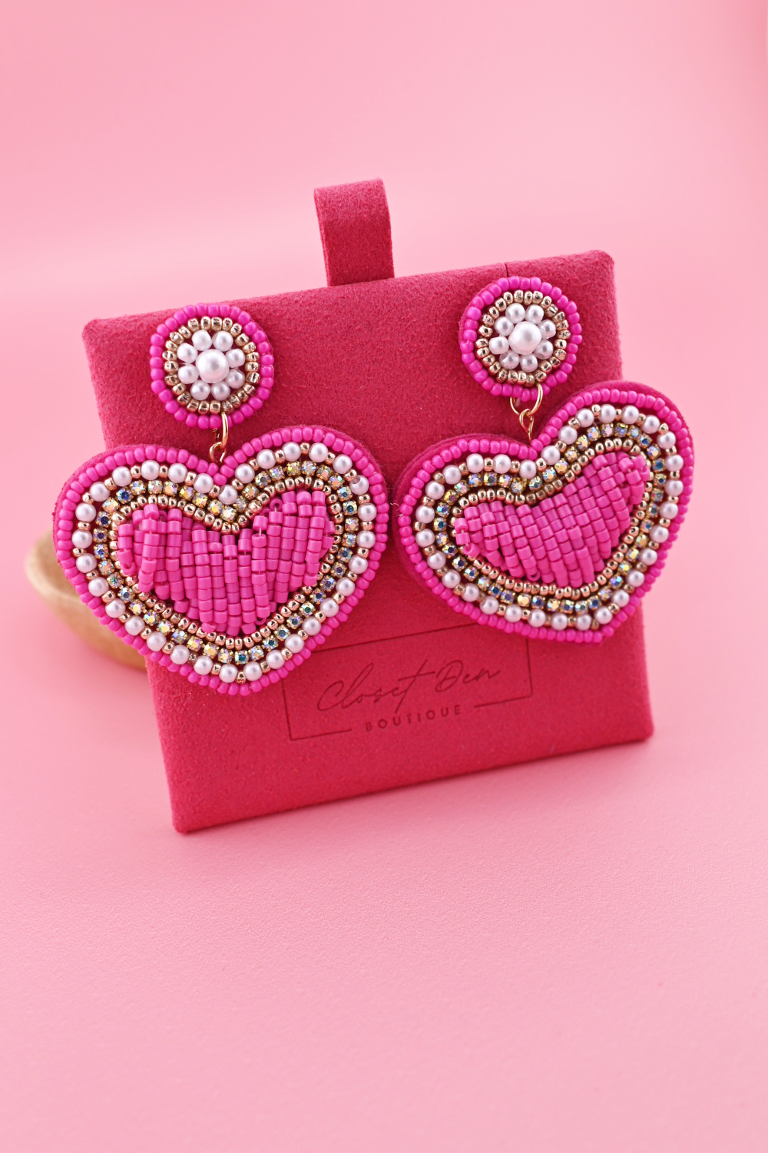 Hot Pink Heart Earrings