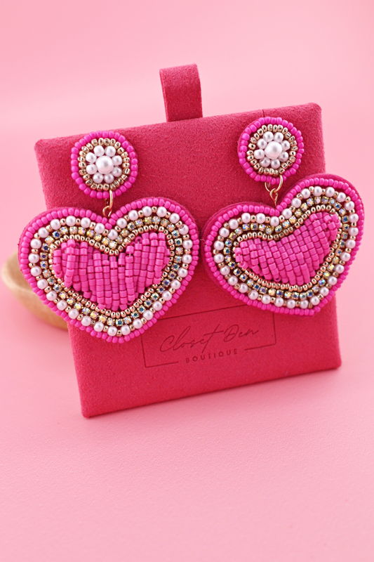 Hot Pink Heart Earrings