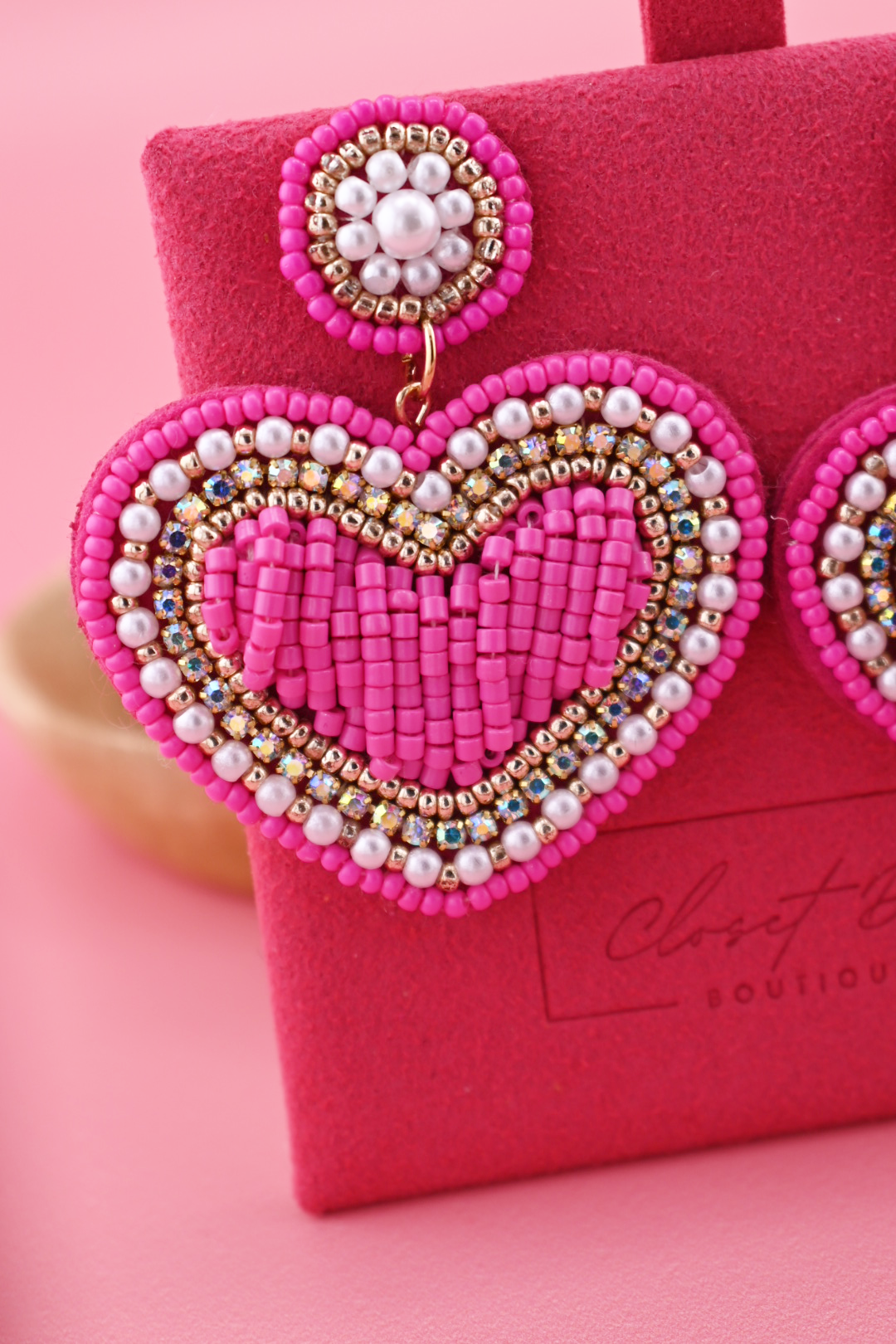 Hot Pink Heart Earrings