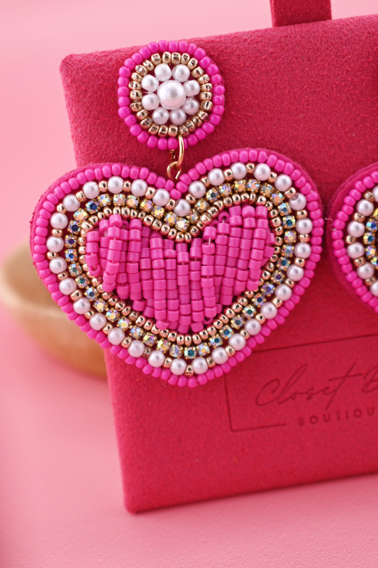 Hot Pink Heart Earrings