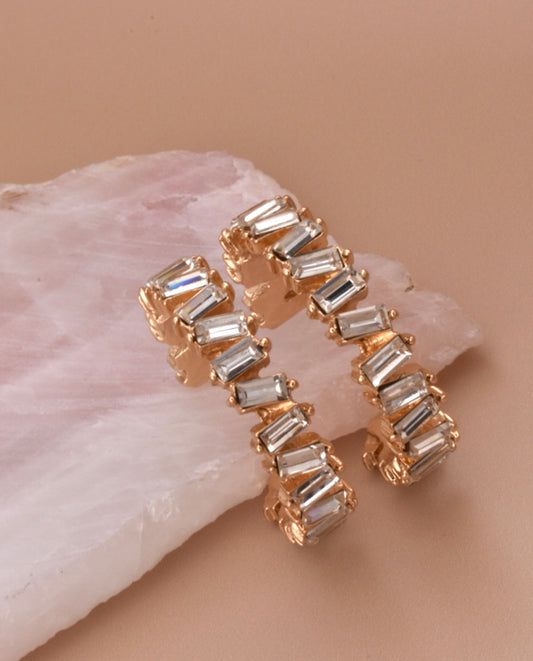 Baguette Rhinestone Hoop Earrings