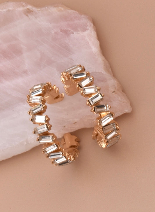 Baguette Rhinestone Hoop Earrings