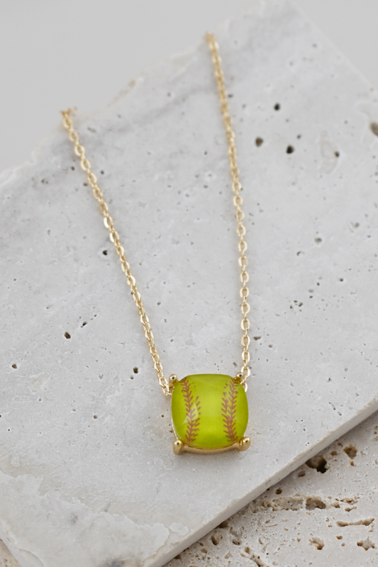 Cushion Cut Softball Necklace