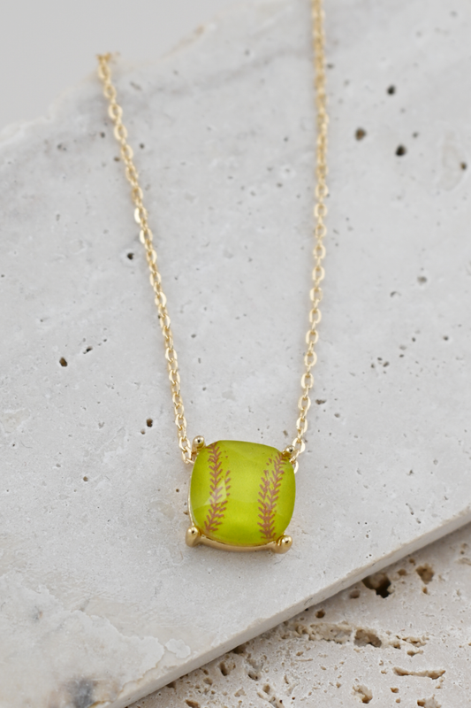 Cushion Cut Softball Necklace