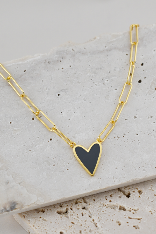 Gold Dipped Heart Enamel Pendant Necklace