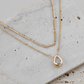 CZ Tear Pendant Layered Chains Necklace