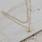 CZ Tear Pendant Layered Chains Necklace