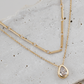 CZ Tear Pendant Layered Chains Necklace
