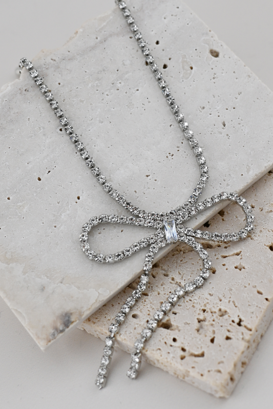 Rhinestone Bow Necklace