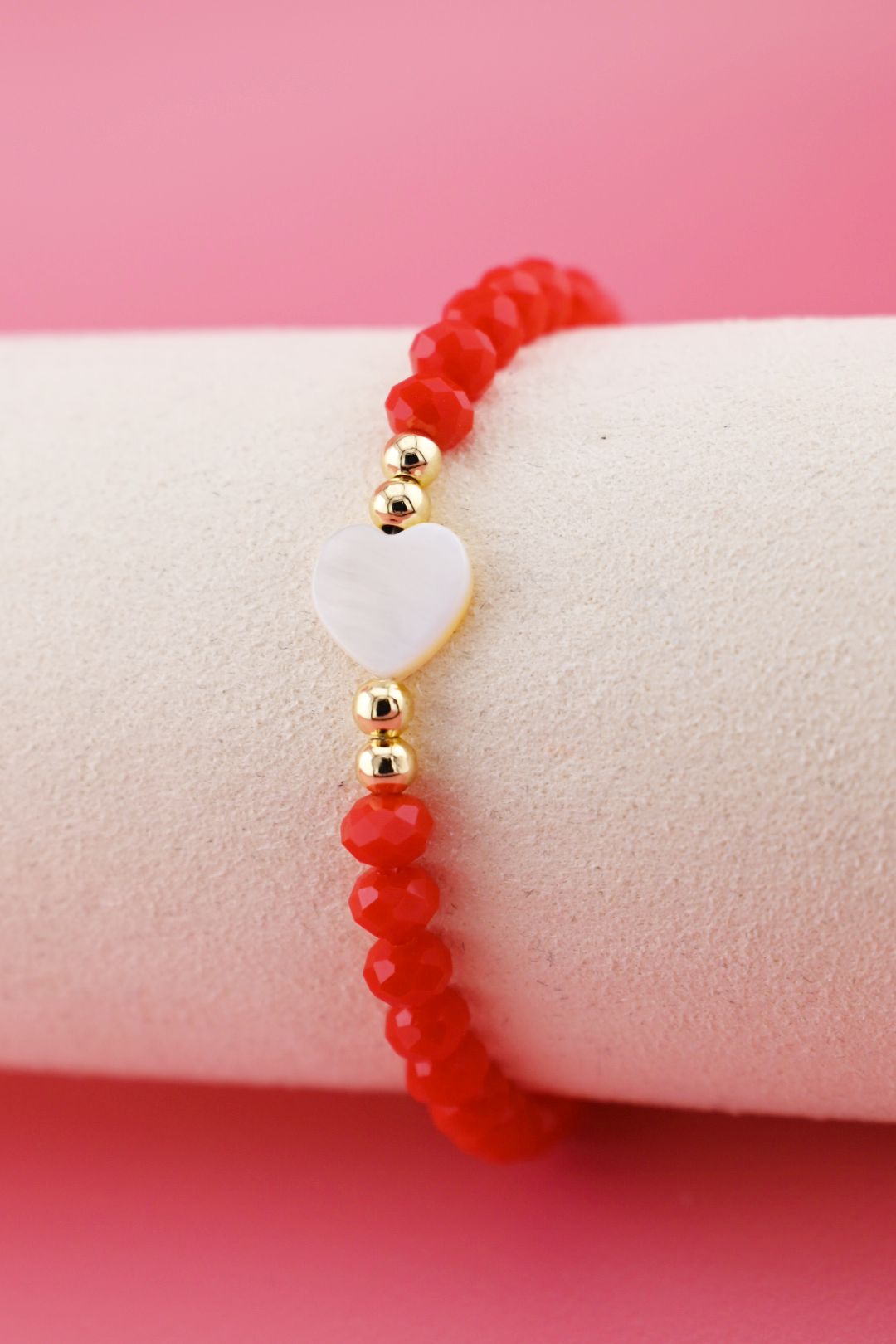 Red & White Heart Bracelet