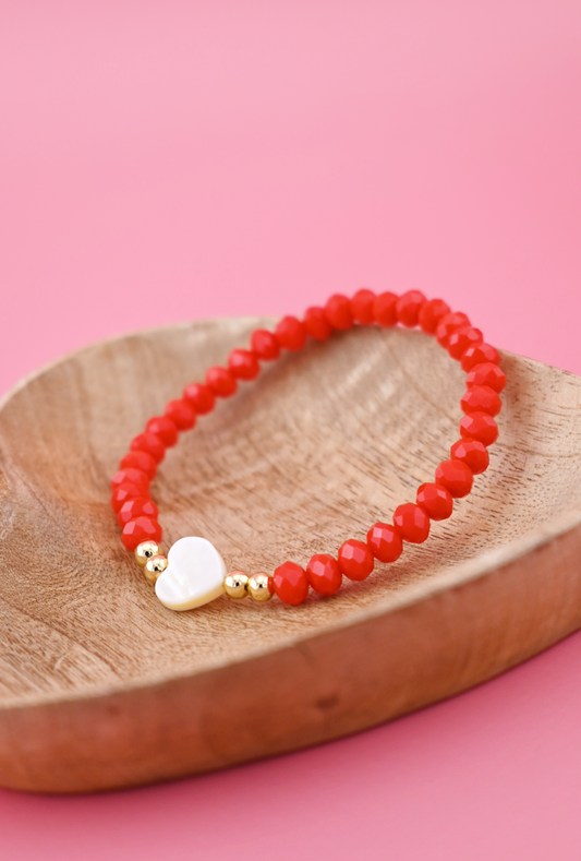 Red & White Heart Bracelet