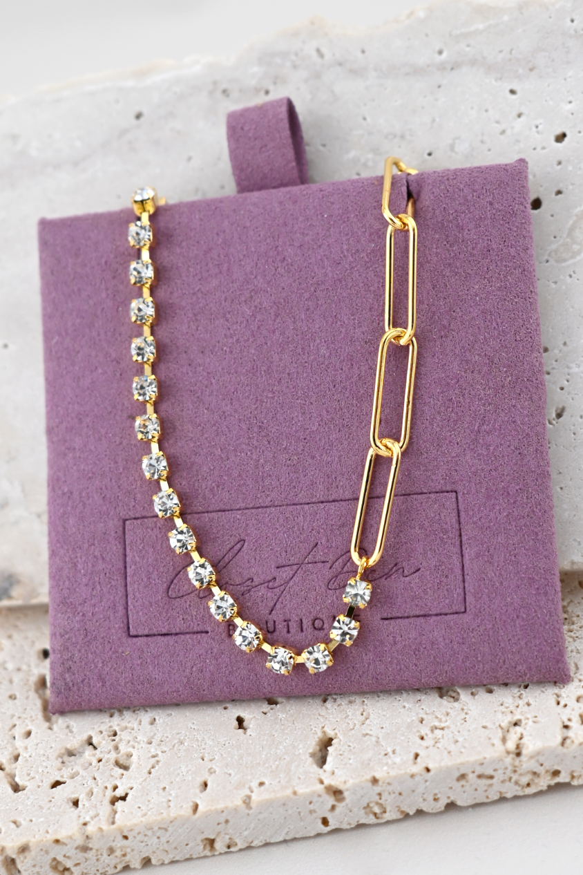 Lumi Luxe Asymmetrical Crystal Link Necklace