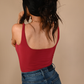 Beet Red Square Neck Bodysuit