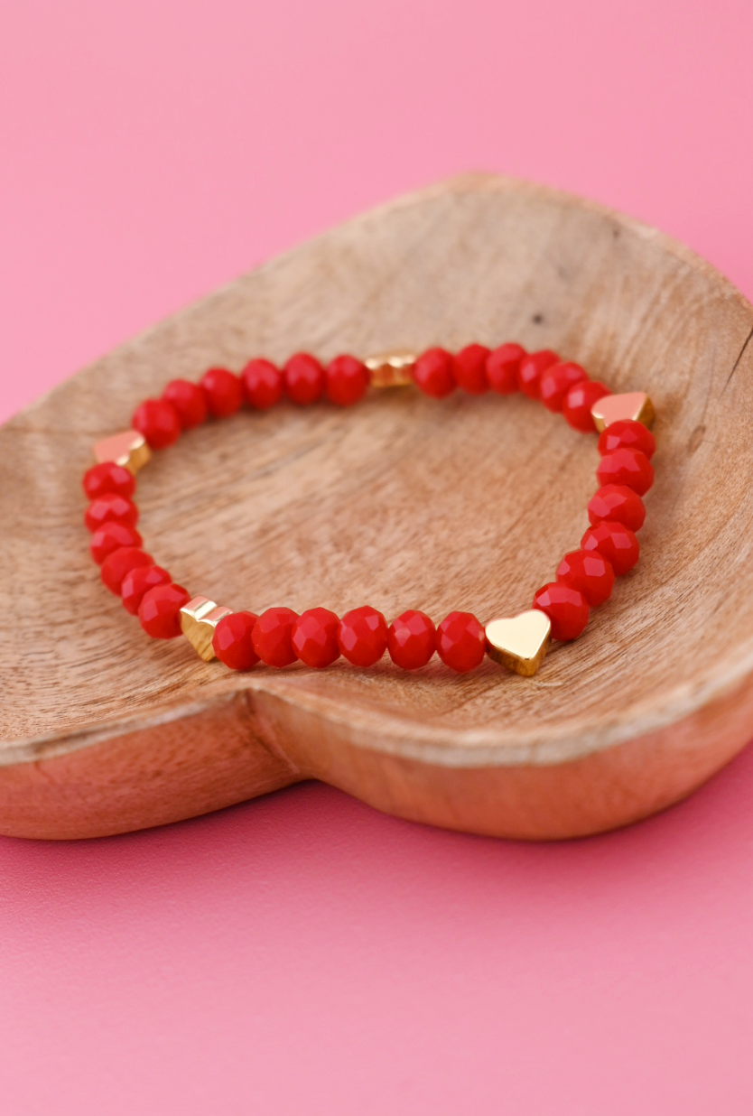 Limited Edition Red & 18K Gold Heart Bracelet