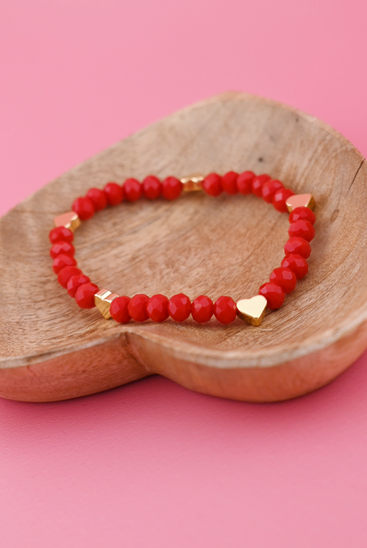 Limited Edition Red & 18K Gold Heart Bracelet