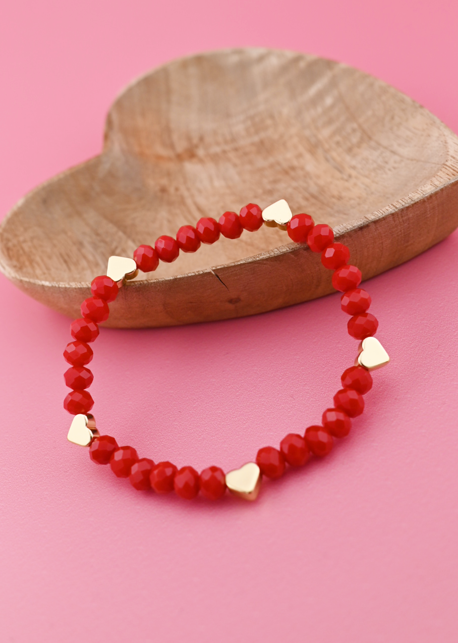 Limited Edition Red & 18K Gold Heart Bracelet