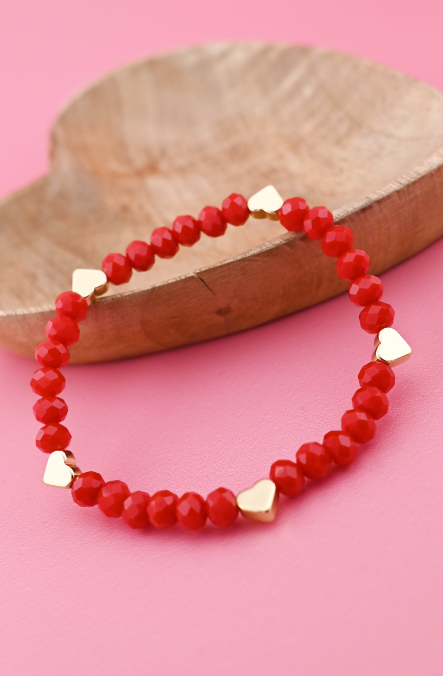 Limited Edition Red & 18K Gold Heart Bracelet