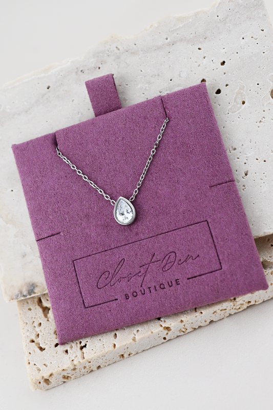 Silver Dainty Teardrop Necklace