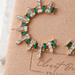 Emerald Glow Crystal Semi-Hoop Earrings