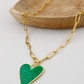 Lucky Green Heart Paperclip Necklace