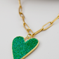 Lucky Green Heart Paperclip Necklace