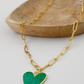 Lucky Green Heart Paperclip Necklace