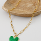 Lucky Green Heart Paperclip Necklace