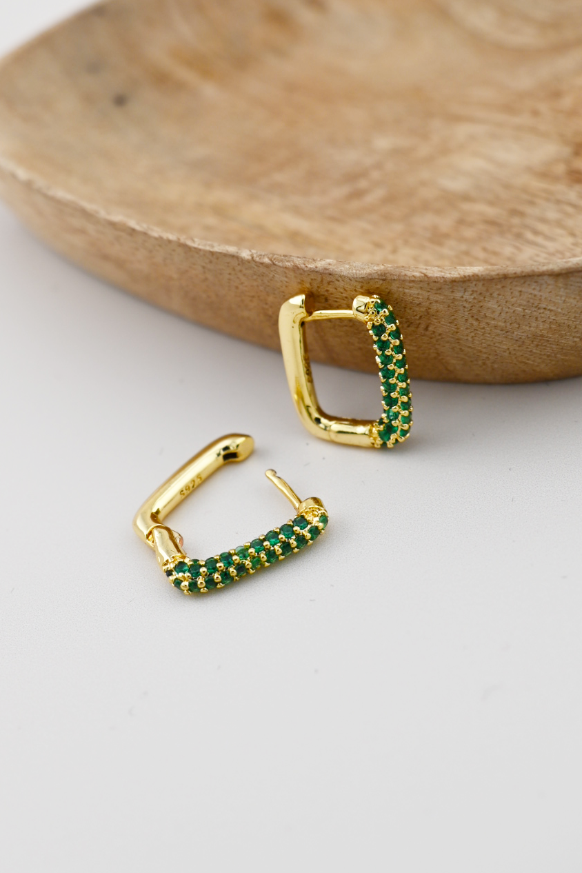 Lucky Spark Rectangle Hoop Earrings