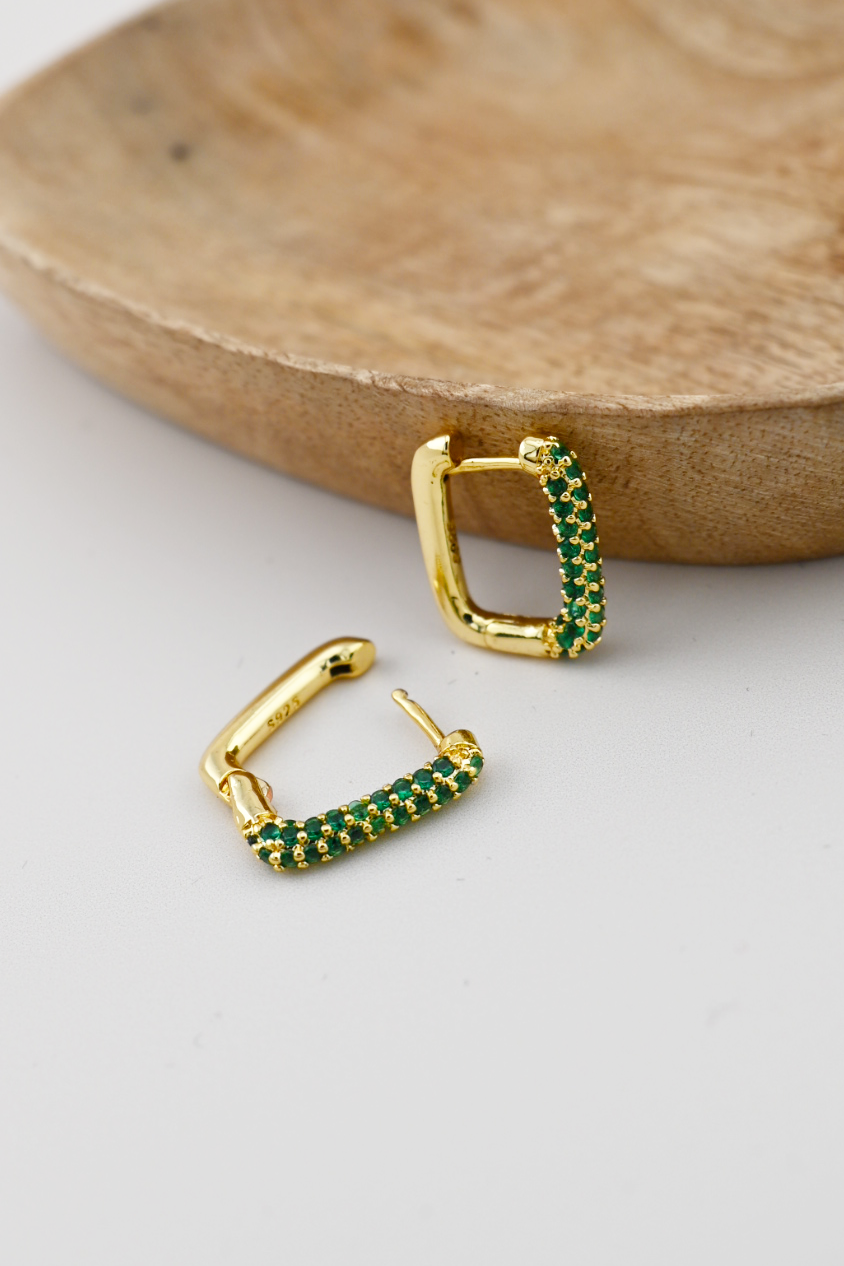 Lucky Spark Rectangle Hoop Earrings