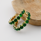 Green Bold Rhinestone Hoop Earrings
