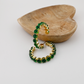 Green Bold Rhinestone Hoop Earrings
