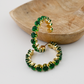Green Bold Rhinestone Hoop Earrings