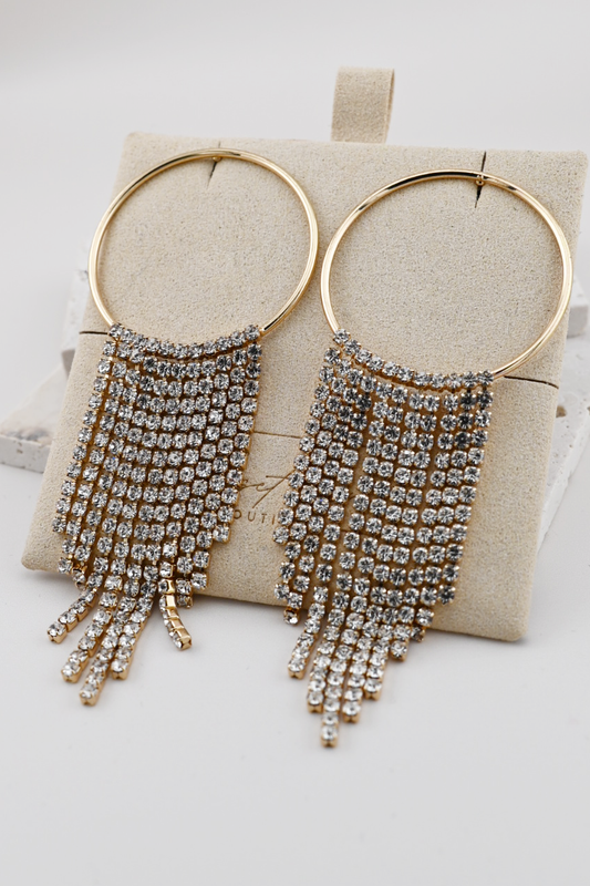 Taylor Rhinestone Fringe Chandelier Earrings