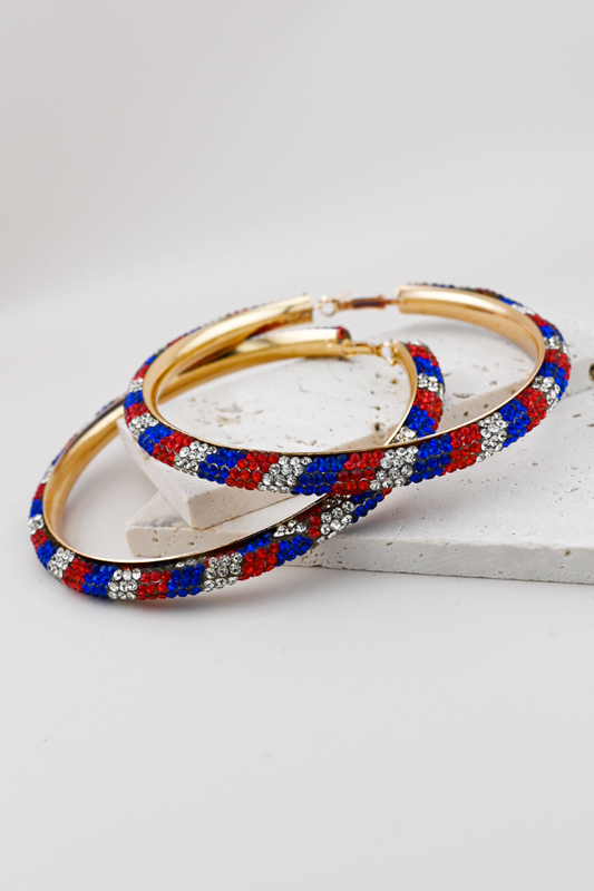 Patriotic Rhinestone Hoops