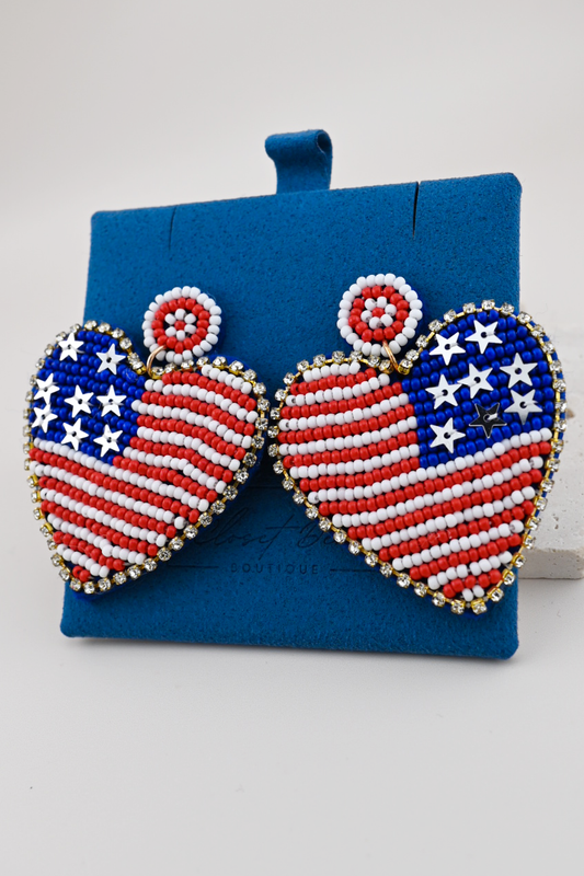 Heart American Flag Earrings