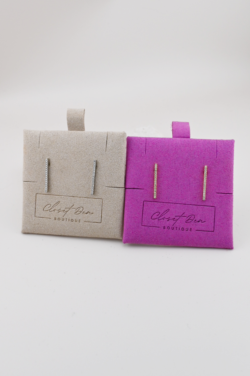 Madison Dainty Rhinestone Bar Earrings