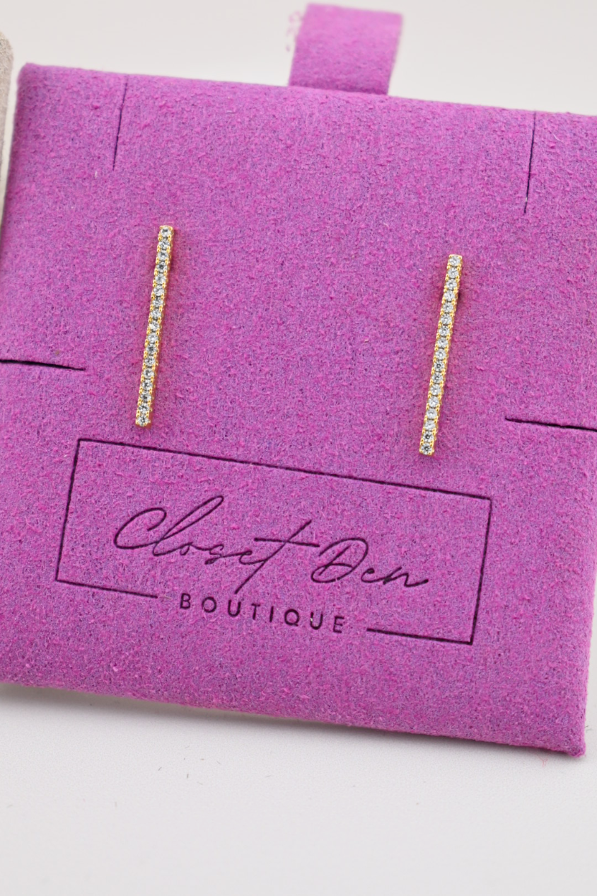 Madison Dainty Rhinestone Bar Earrings