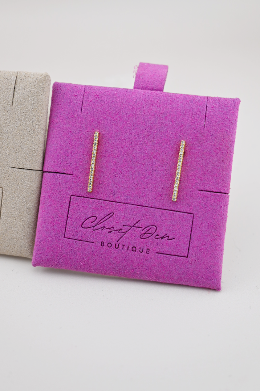 Madison Dainty Rhinestone Bar Earrings
