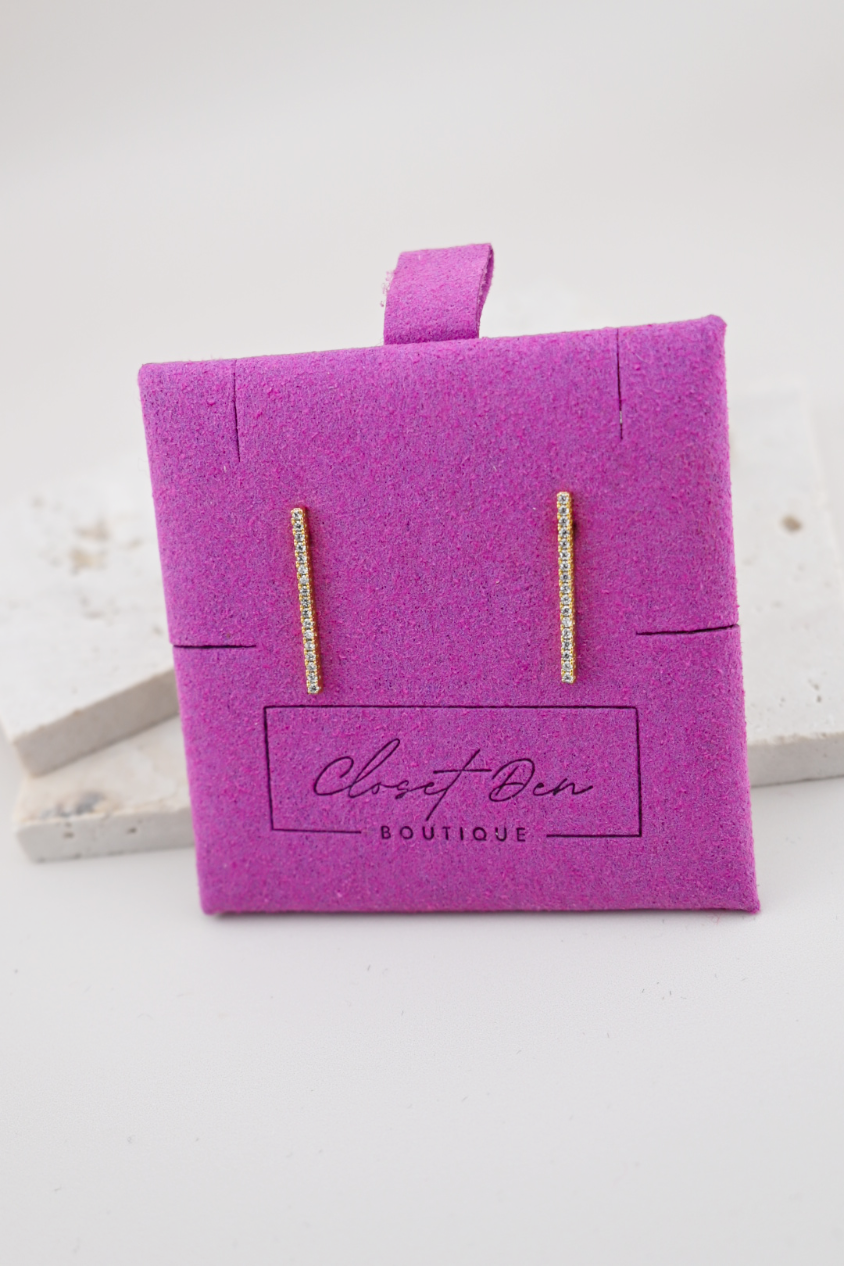 Madison Dainty Rhinestone Bar Earrings