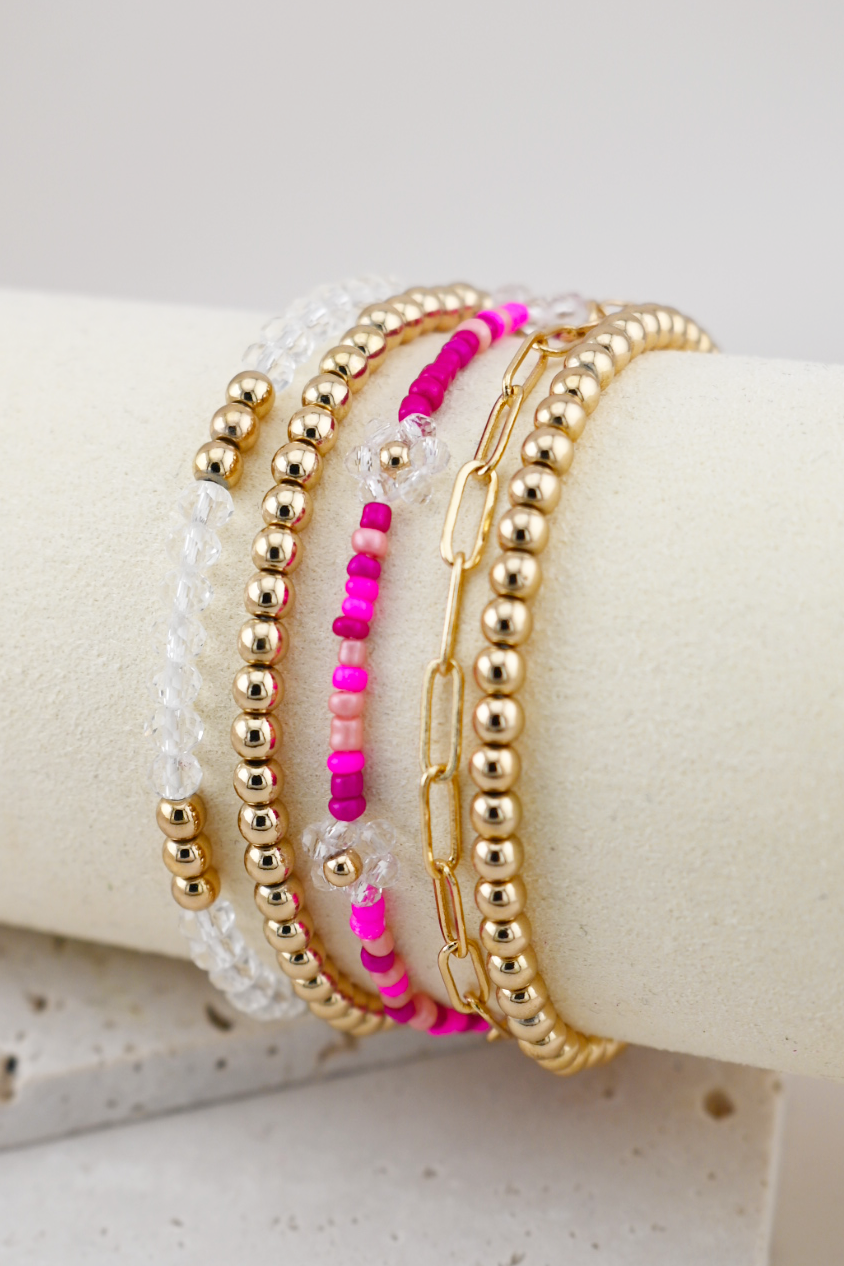 Flower & Chain Stackable Bracelets