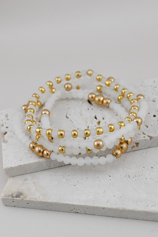 White Stackable Bracelets
