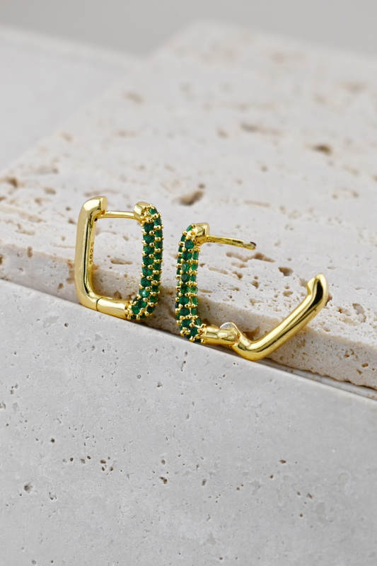 Lucky Spark Rectangle Hoop Earrings
