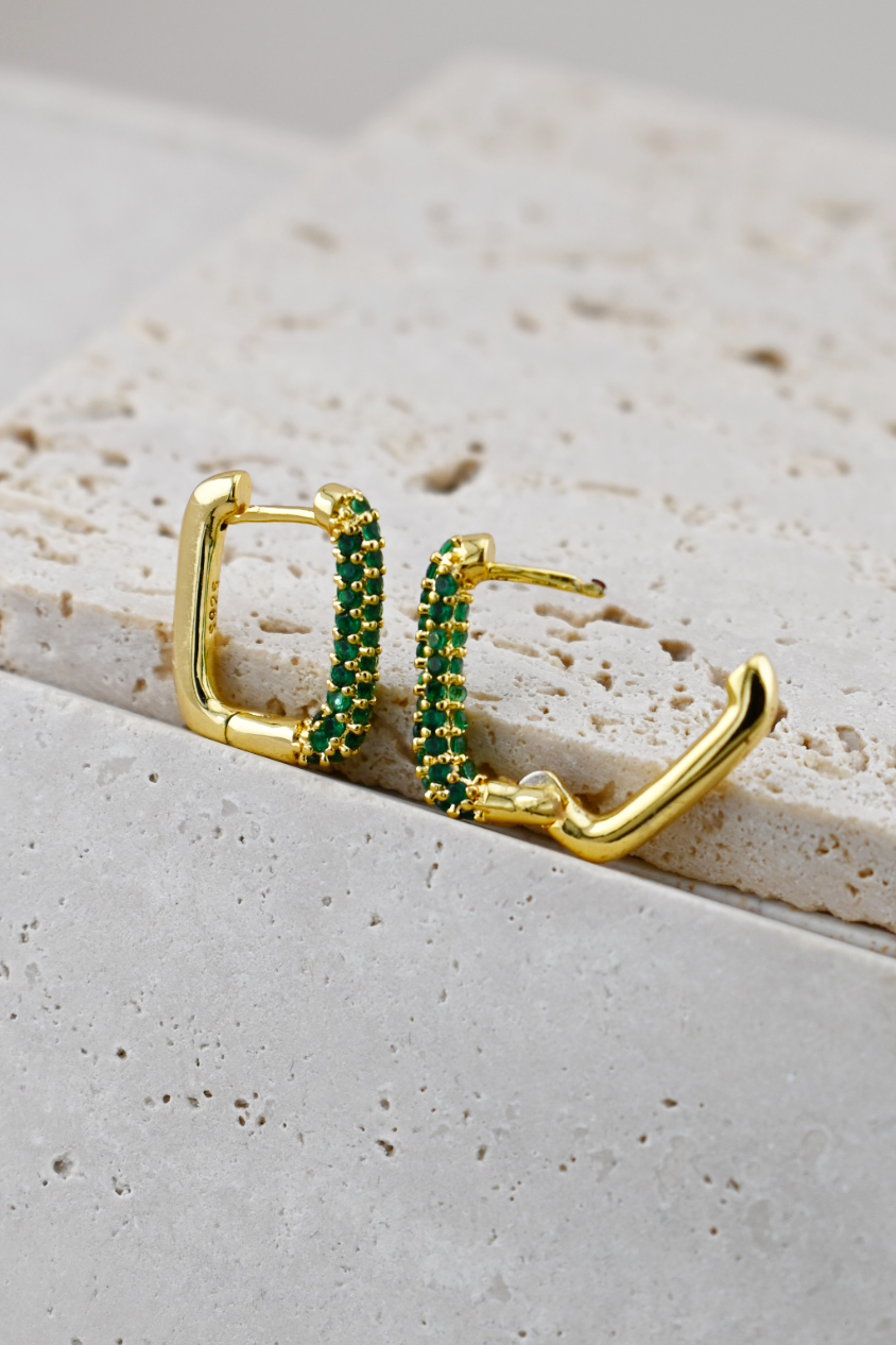 Lucky Spark Rectangle Hoop Earrings