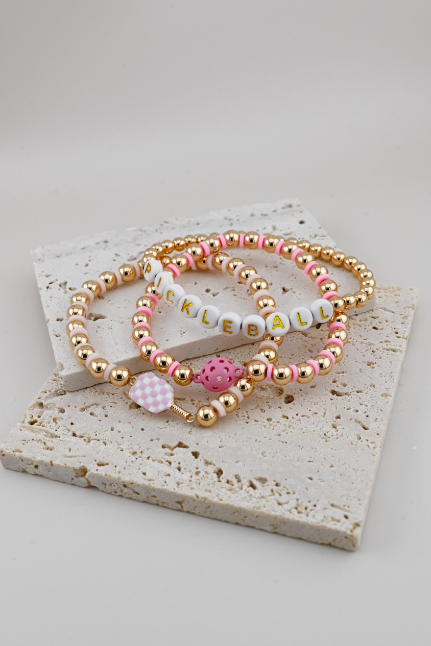 Pickle Ball Stacked Bracelets