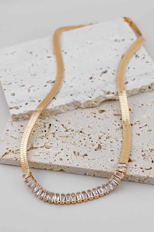 Rhinestone Herringbone Necklace