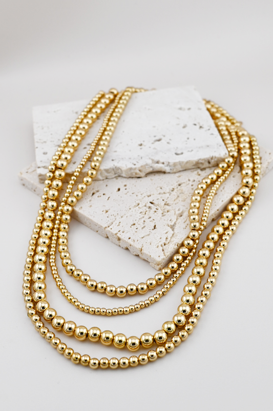 Gold Layered Ball Bead Necklace