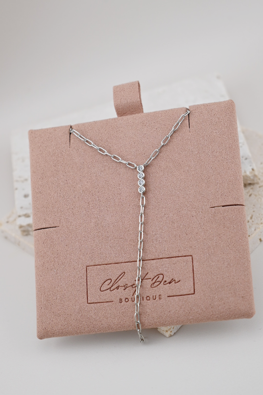 Silver Kayla Tiered Rhinestone Chain Necklace