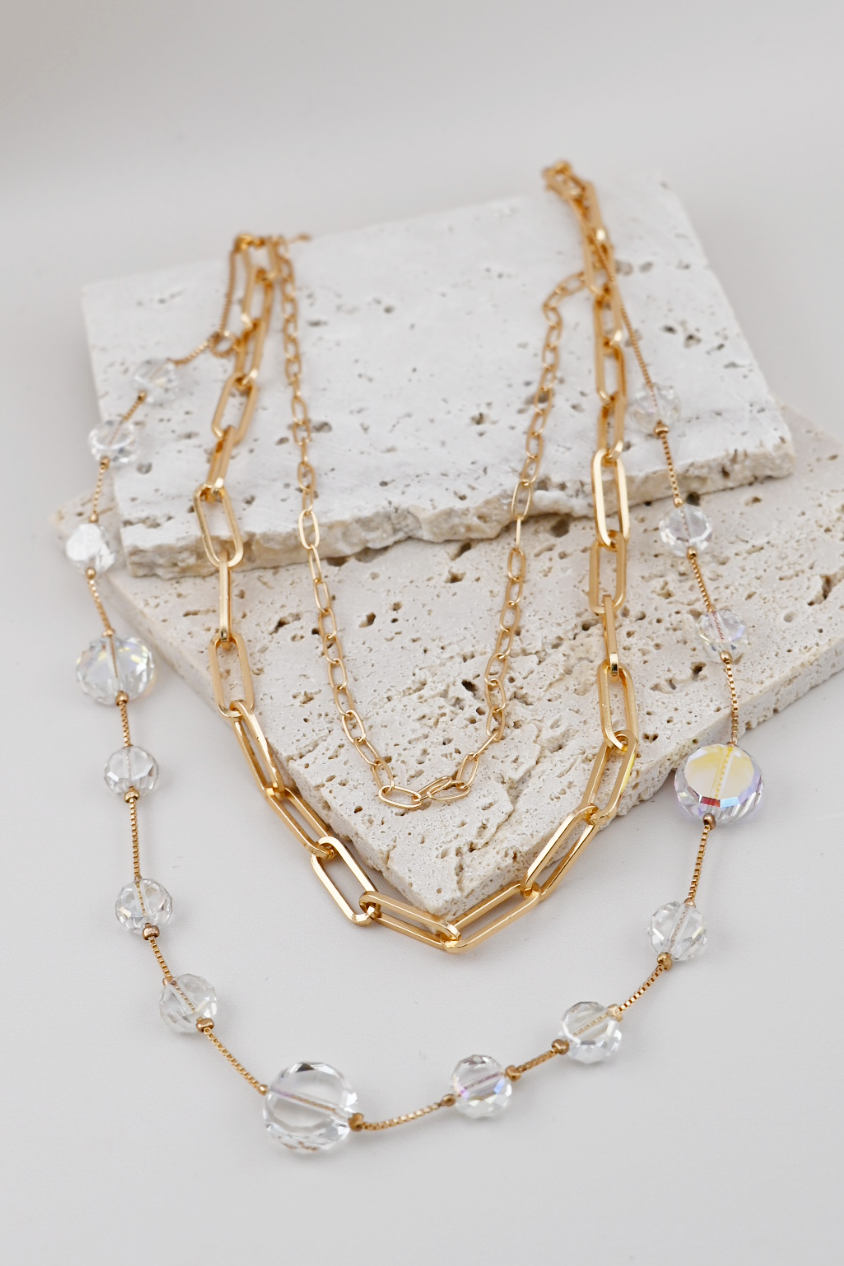 Layered Stones & Chains Necklace