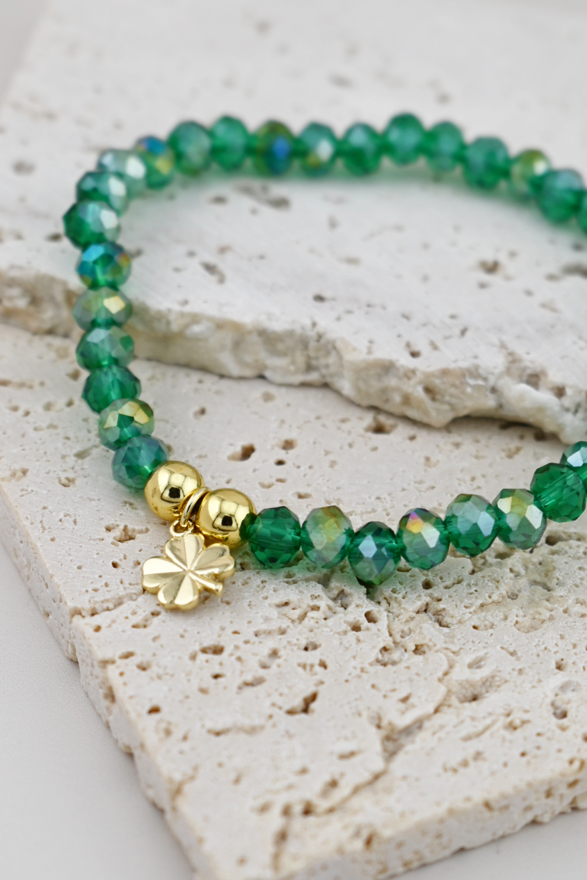 Dark Green & 18K Gold Plated Lucky Bracelet Set – St. Patty’s Edition
